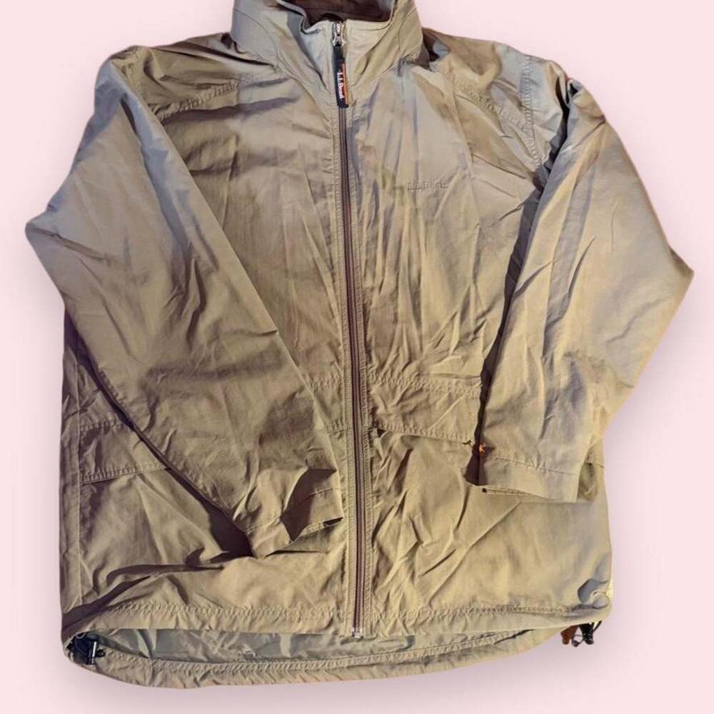 Vintage Y2K L.L. Bean Warm Up Jacket Men's Large Tan Full Zip Windbreaker